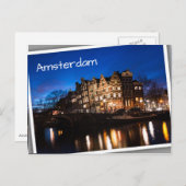 Amsterdam kanaalhuizen 's nachts briefkaart (Voorkant / Achterkant)