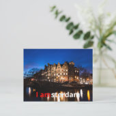 Amsterdam kanaalhuizen 's nachts briefkaart (Staand voorkant)