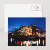 Amsterdam kanaalhuizen 's nachts briefkaart (Voorkant / Achterkant)