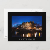 Amsterdam kanaalhuizen 's nachts briefkaart (Voorkant / Achterkant)