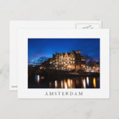Amsterdam kanaalhuizen 's nachts briefkaart (Voorkant / Achterkant)