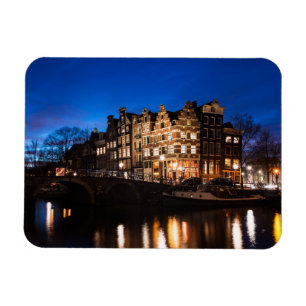 Amsterdam kanaalhuizen 's nachts magneet