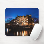 Amsterdam kanaalhuizen 's nachts muismat (Met muis)