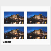 Amsterdam kanaalhuizen 's nachts rechthoekige sticker (Vel)