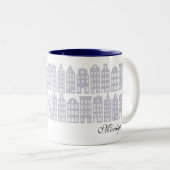 Amsterdam Kanaalrijhuizen Gepersonaliseerd lichtbl Tweekleurige Koffiemok (Voorkant rechts)