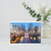 Amsterdam Kanalen bij nacht Briefkaart (Staand voorkant)