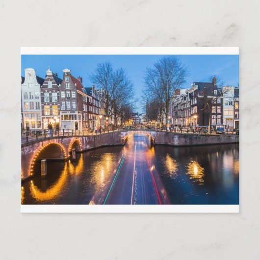 Amsterdam Kanalen bij nacht Briefkaart (Voorkant)