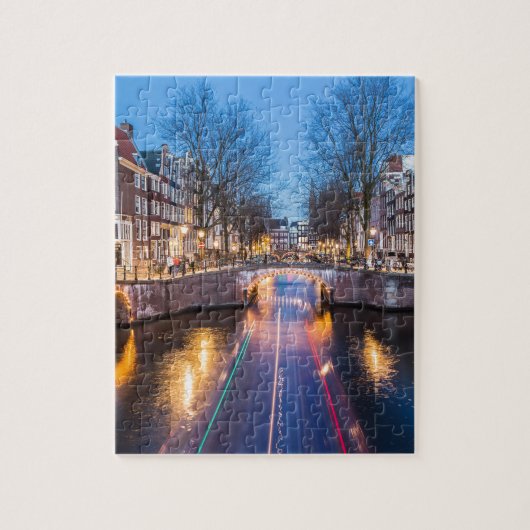 Amsterdam Kanalen bij nacht Legpuzzel (Verticaal)