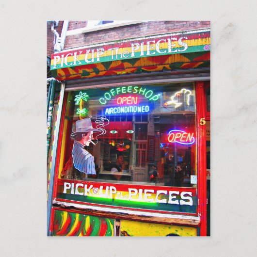 Amsterdam koffiewinkel briefkaart (Voorkant)