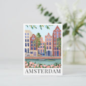 Amsterdam Lakeside Town Uitzicht reisillustratie Briefkaart (Staand voorkant)