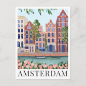 Amsterdam Lakeside Town Uitzicht reisillustratie Briefkaart (Voorkant)