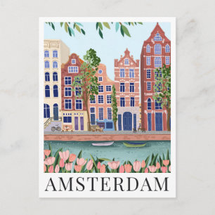 Amsterdam Lakeside Town Uitzicht reisillustratie Briefkaart