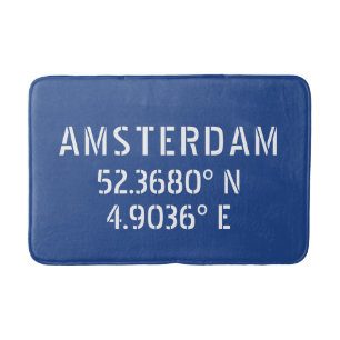 Amsterdam Latitude Longitude Blue Badmat