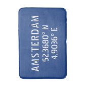 Amsterdam Latitude Longitude Blue Badmat (Voorkant Verticaal)