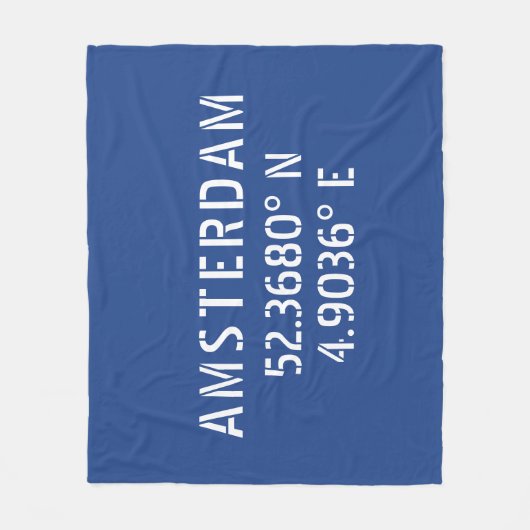 Amsterdam Latitude Longitude Blue Fleece Deken (Voorkant)
