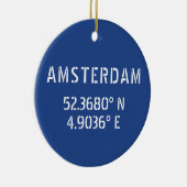 Amsterdam Latitude Longitude Blue Keramisch Ornament (Rechts)