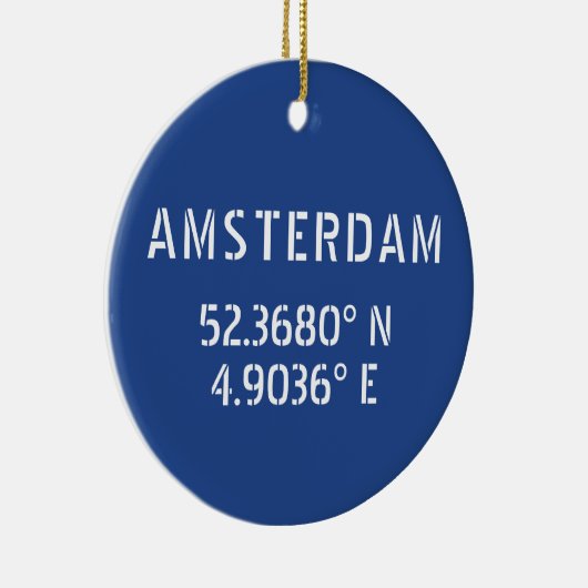 Amsterdam Latitude Longitude Blue Keramisch Ornament (Rechts)
