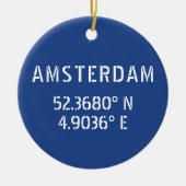 Amsterdam Latitude Longitude Blue Keramisch Ornament (Voorkant)