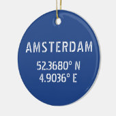 Amsterdam Latitude Longitude Blue Keramisch Ornament (Links)