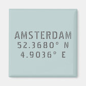 Amsterdam Latitude Longitude Magneet (Voorkant)