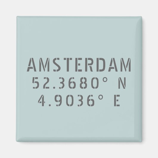 Amsterdam Latitude Longitude Magneet (Voorkant)