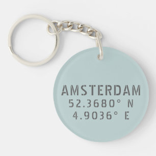 Amsterdam Latitude Longitude Sleutelhanger