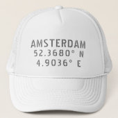 Amsterdam Latitude Longitude Trucker Pet (Voorkant)