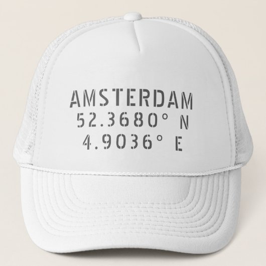 Amsterdam Latitude Longitude Trucker Pet (Voorkant)