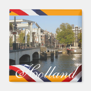 Amsterdam Magere Brug Bridge Oranje Fridge Magnet