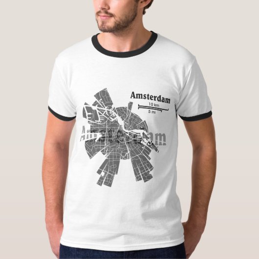 Amsterdam Map Ringer T-Shirt (Voorkant)