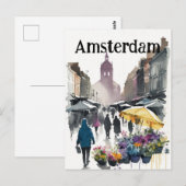 Amsterdam-markt voor bloem briefkaart (Voorkant / Achterkant)
