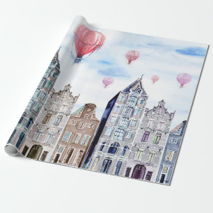Amsterdam met heteluchtballon cadeaupapier