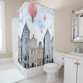 Amsterdam met heteluchtballon douchegordijn (In situ)