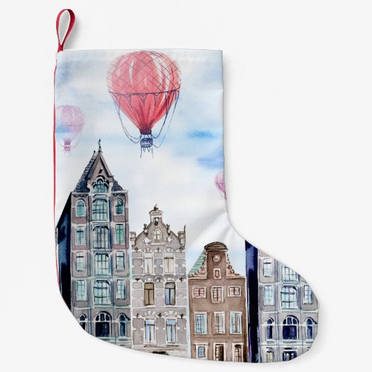 Amsterdam met heteluchtballon kleine kerstsok (Voorkant)