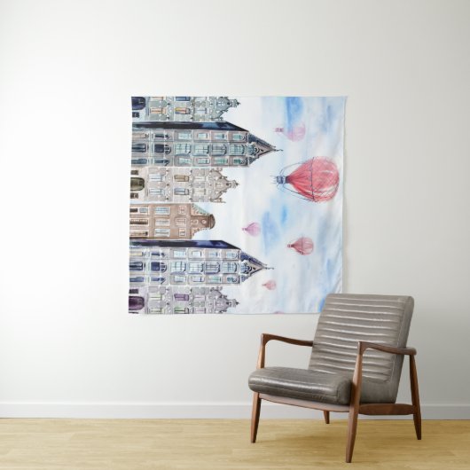 Amsterdam met heteluchtballon wandkleed (In Situ (horizontaal))