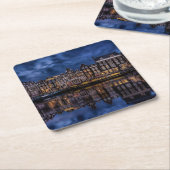 Amsterdam met Kanalen in Dusk Kartonnen Onderzetters (Schuin)