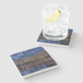 Amsterdam met Kanalen in Dusk Stenen Onderzetter (Zijkant)