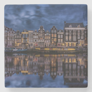 Amsterdam met Kanalen in Dusk Stenen Onderzetter