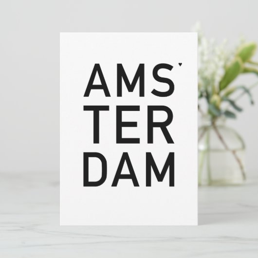 Amsterdam - minimalistic typography card kaart (Staand voorkant)