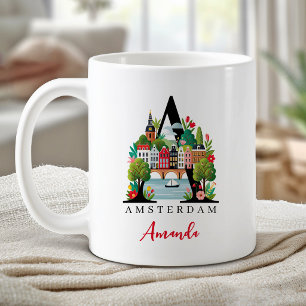 Amsterdam Monogram Letter A Persoonlijk Cadeau Koffiemok