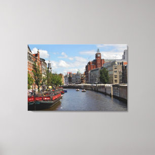 "Amsterdam Morning" Holland Canvas Wall Art Afdruk