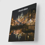 Amsterdam muurklok vierkante klok (Hoek)