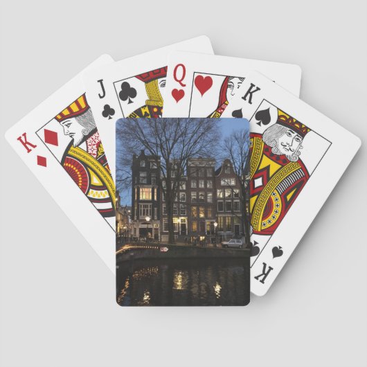 Amsterdam nacht op het Kanaal in Nederland Pokerkaarten (Achterkant)
