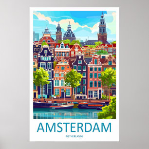 Amsterdam Nationaal Reisposter Park Ski Vintage Poster