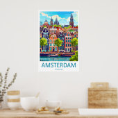 Amsterdam Nationaal Reisposter Park Ski Vintage Poster (Keuken)