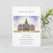 Amsterdam Nederland Aquarel Bestemming Save The Date (Staand voorkant)