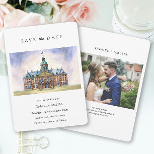 Amsterdam Nederland Aquarel Bestemming Save The Date