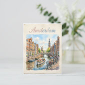 Amsterdam Nederland aquarel Briefkaart (Staand voorkant)