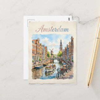 Amsterdam Nederland aquarel Briefkaart
