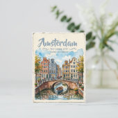 Amsterdam Nederland aquarel Briefkaart (Staand voorkant)